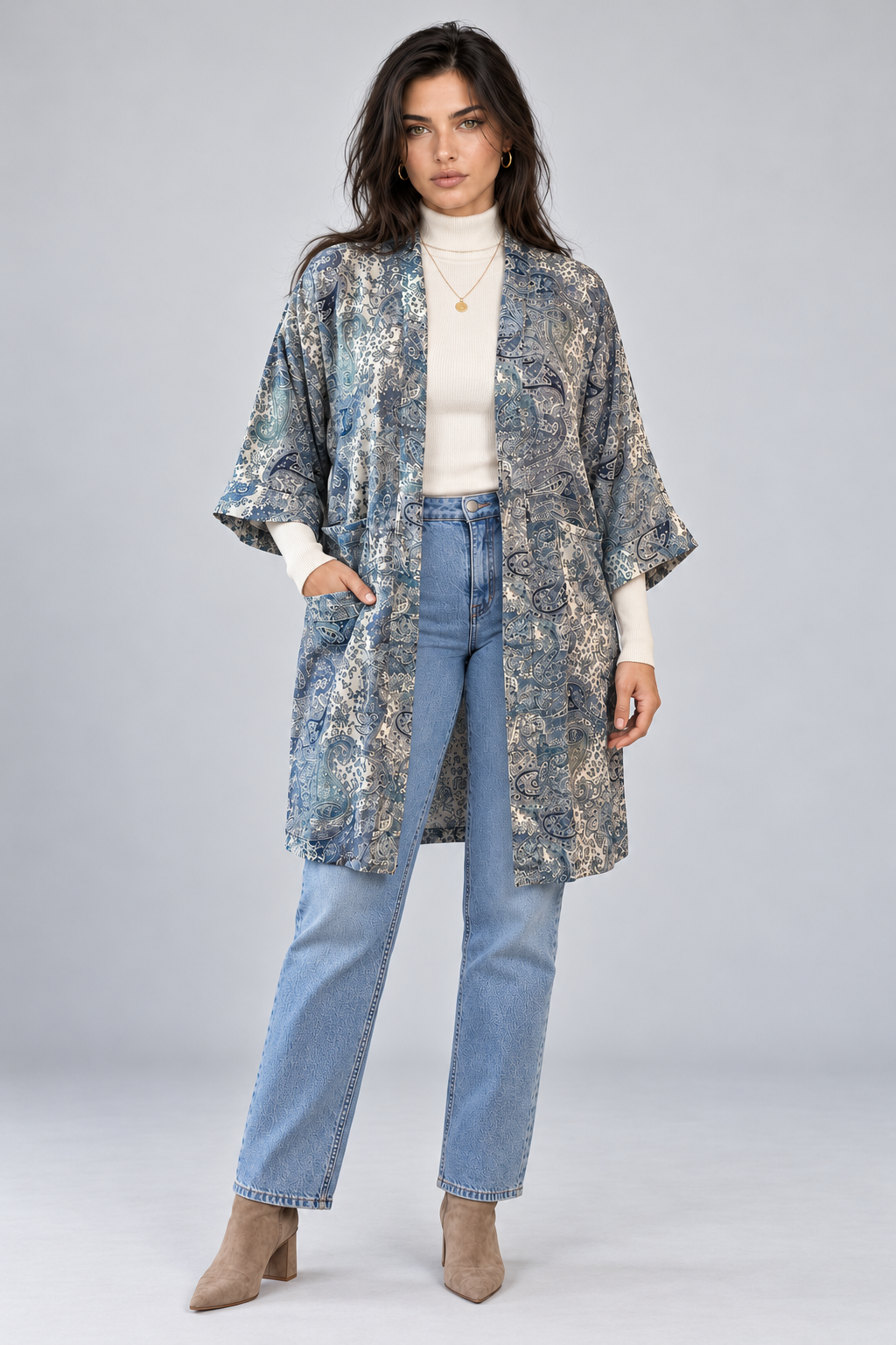 Blue Paisley Kimono
