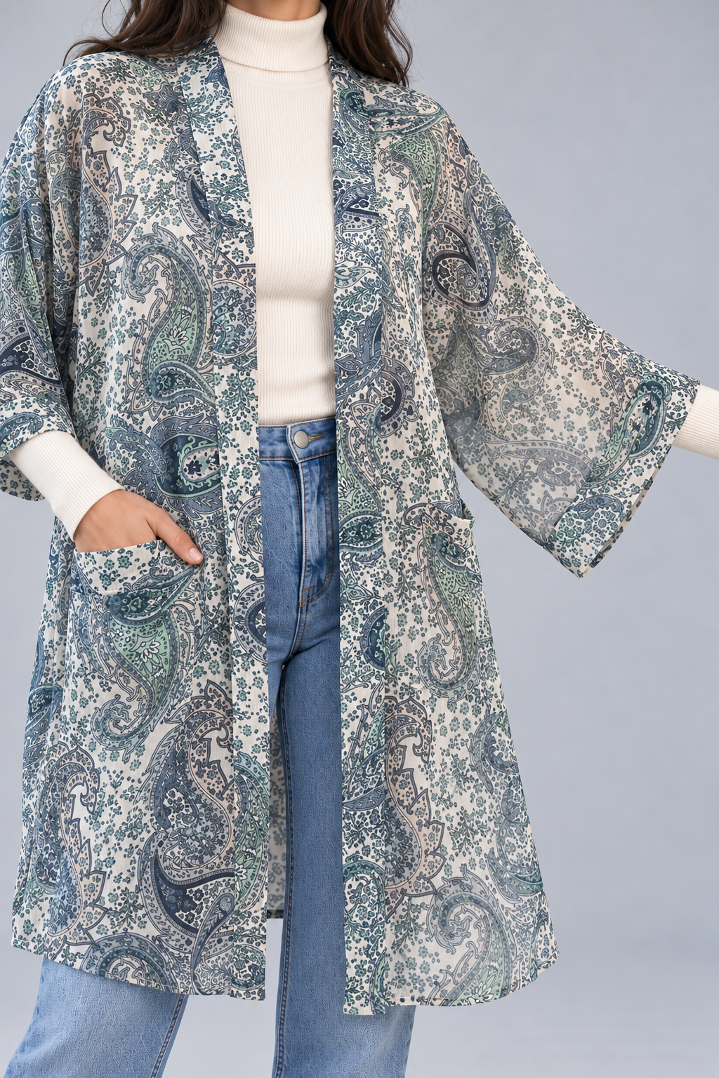 Blue Paisley Kimono
