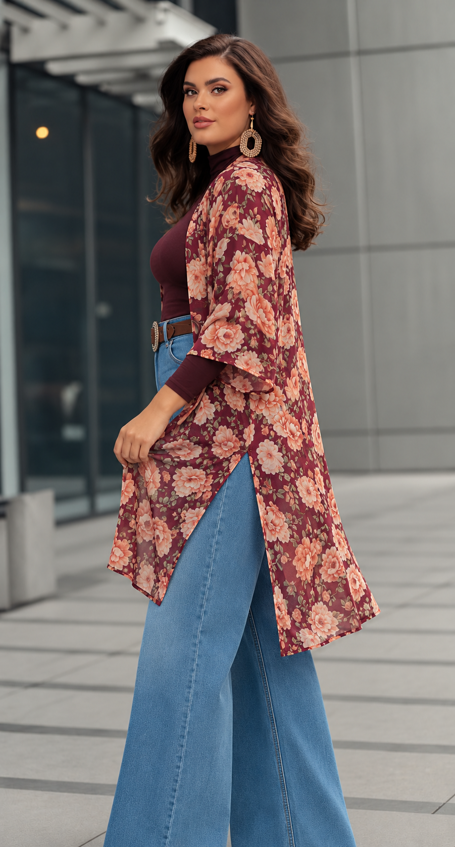 Burgundy Rose Kimono